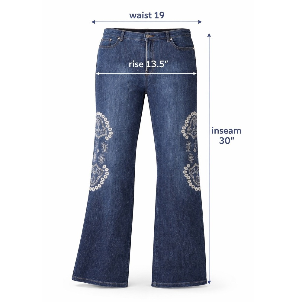 Jamie Nicole Women Embroidered Denim Jacket Pants Set Ramie Cotton Blue 24 - Picture 10 of 10